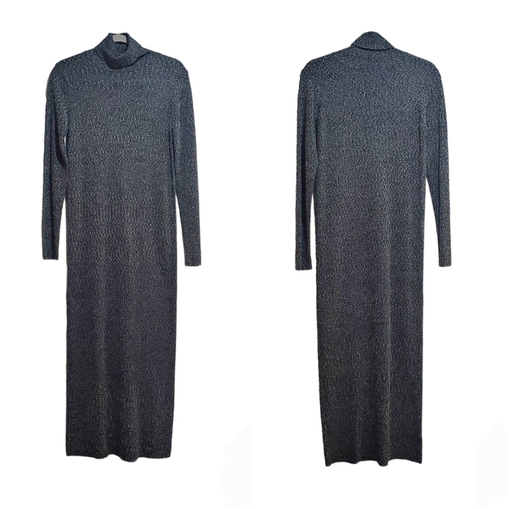 Andrea Jovine Long Sleeve Turtleneck Maxi Dress